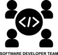 software developer team, development team, programmer, coder, software engineer solid glyph icon