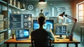 Software Developer Testing New Applications in Tech Startup Office with Multiple Devices