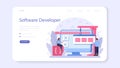 Software developer web banner or landing page. Idea of programming Royalty Free Stock Photo