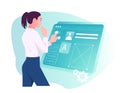 Software developer. Woman frontend developer creating website or application template. Programmer or User Interface