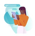 Software developer. Woman programmer analyzes and optimizes search engines of website or application. Development and Royalty Free Stock Photo