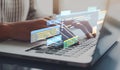 Software developer work with coding overlays of programming languages EIDE