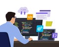 Software developer working with computers Royalty Free Stock Photo