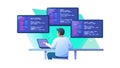 Software developer working with multiple screens, coding. vector design Generative AI Royalty Free Stock Photo