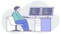 Software Developer Working on Multiple Screens Coding, vector design Generative AI Royalty Free Stock Photo