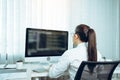 Software developers are analyzing about the code written into the program on the computer in office room Royalty Free Stock Photo