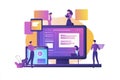 Software developers building new application using various devices and programming code Royalty Free Stock Photo
