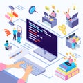 Software Developers Isometric Illustration Royalty Free Stock Photo