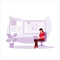 Software developers concept. Female programmer working in software development company office. Royalty Free Stock Photo