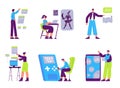 Software developers, game designers, javascript programmers characters Royalty Free Stock Photo
