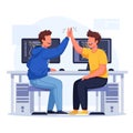 Software Developers High Five. Teamwork, Programming Success. Royalty Free Stock Photo