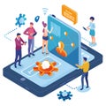 Software developers team working on user profile creation on mobile phone application