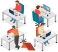 Software developing company team work together coding. Programmers writing code sitting in office Royalty Free Stock Photo