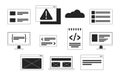 Software development black and white 2D line cartoon objects set Royalty Free Stock Photo