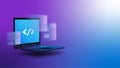 Software Development Coding concept, Programming Laptop UI