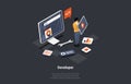 Software Development Coding Process Concept. Programmer or Web Developer Is Writing New Code. Screen With Code, Script Royalty Free Stock Photo