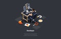 Software Development Coding Process. Programmer or Web Developer Working In Front Of Computer. Screen With Code, Script Royalty Free Stock Photo
