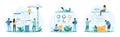 Software development and coding set, tiny people build program structure or mobile app Royalty Free Stock Photo