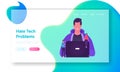 Software Development and Coding Website Landing Page. Coder Programmer Male Character Working on Laptop Royalty Free Stock Photo