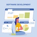 Software Development Color Vector Poster with Text