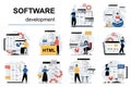 Software development concept with character situations mega set. Vector illustrations Royalty Free Stock Photo