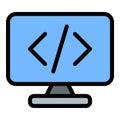 Software Development Icon Programming and Innovation in Flat Line Color Style