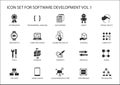 Software development icon set. Vector symbols to be used for Software development and information technology