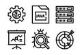 Software Development Icons With Java Server Bug And Target programming code Royalty Free Stock Photo
