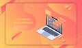 Software Development Isometric concept, web developer, programming language and program code vector Royalty Free Stock Photo