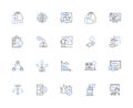 Software development line icons collection. Programming, Algorithms, Debugging, Testing, Design, Optimization, Coding Royalty Free Stock Photo