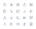 Software development line icons collection. Programming, Algorithms, Debugging, Testing, Design, Optimization, Coding