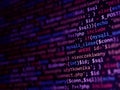Software development monitor screen background. Developer display with source code. Programming concept Royalty Free Stock Photo