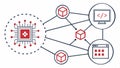 Software development network: coding, programming, tech, app vector design Generative AI Royalty Free Stock Photo