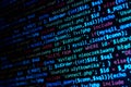Software development pattern. Programmer monitor with php language code. Closeup tablet screen technology background