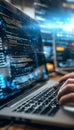 Software Development Process Programmer Coding on Laptop Screen with Visible Code and Programs Royalty Free Stock Photo