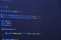 Software development by programmer. Abstract computer script code. Programming code screen of software developer Royalty Free Stock Photo
