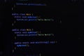 Software development by programmer. Abstract computer script code. Programming code screen of software developer Royalty Free Stock Photo