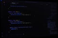 Software development by programmer. Abstract computer script code. Programming code screen of software developer Royalty Free Stock Photo