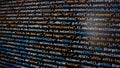 Software development. Programmer coding on the computer monitor. Close-up. Royalty Free Stock Photo