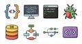 Software Development and Programming Cartoon Icons Royalty Free Stock Photo