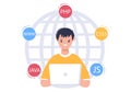 Software Development and Programming Code on Computer Vector Illustration for Technology, Engineer Team, coding and Marketing Royalty Free Stock Photo
