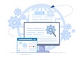 Software Development and Programming Code on Computer Vector Illustration for Technology, Engineer Team, coding and Marketing Royalty Free Stock Photo
