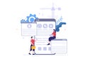 Software Development and Programming Code on Computer Vector Illustration for Technology, Engineer Team, coding and Marketing Royalty Free Stock Photo