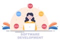 Software Development and Programming Code on Computer Vector Illustration for Technology, Engineer Team, coding and Marketing Royalty Free Stock Photo