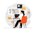 Software development, programming, coding. Developer working on computer and creating programs, coding and fixing code