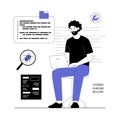 Software development, programming, coding. Developer works on laptop and programs in programming languages. Vector Royalty Free Stock Photo
