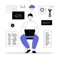 Software development, programming, coding. Man write code, settings and testing, developing programs and applications. Royalty Free Stock Photo