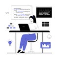 Software development, programming, coding. Woman working with program code, testing and optimization, engineering process. Royalty Free Stock Photo