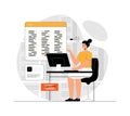 Software development, programming, coding. Woman working on web and application development on computer. Illustration Royalty Free Stock Photo