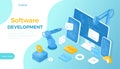 Software Development. Programming, engineering, coding. Testing and bug fixing. Creating new applications, programs, frameworks. Royalty Free Stock Photo